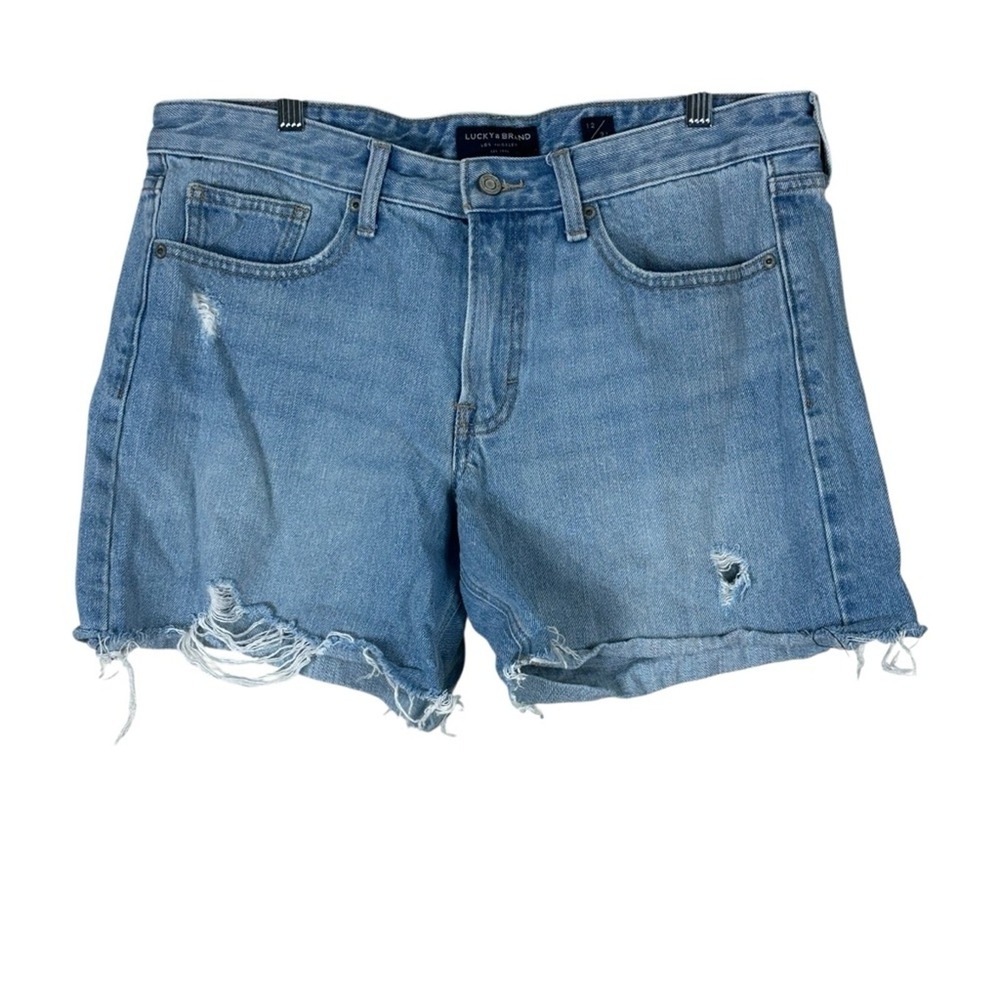 Lucky Brand Denim Shorts Womens 12 Light Wash Distressed Raw Hem Country
